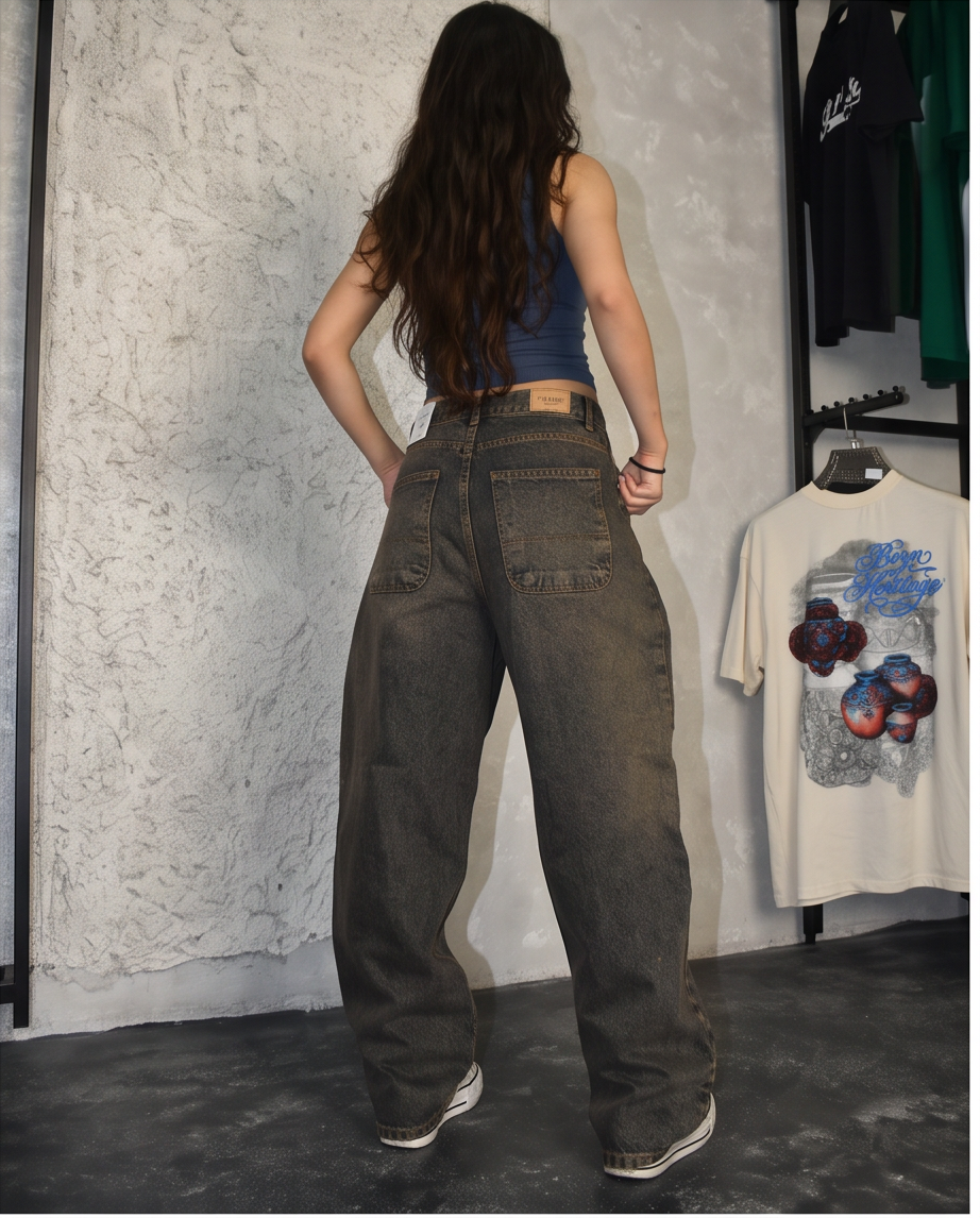Jean baggy effet délavé vintage