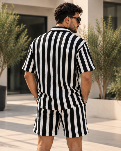 Ensemble Homme Chemise & Short Rayé – Outfit Streetwear Premium