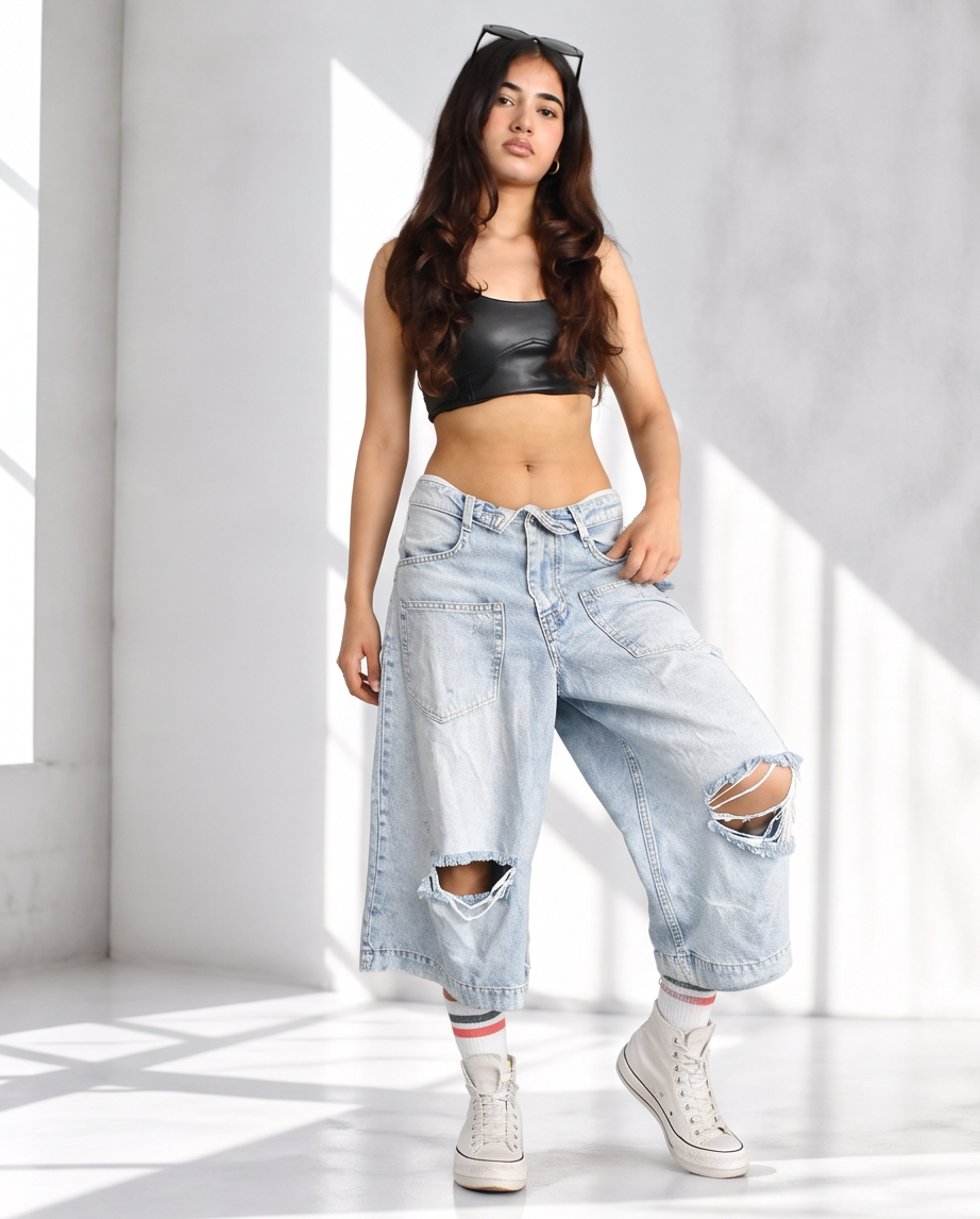 Top bustier en cuir noir à fines bretelles