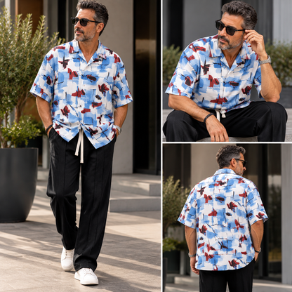 Outfit Homme Oversize Premium - Chemise & Pantalon Court en Coton Délavé | Made in Türkiye