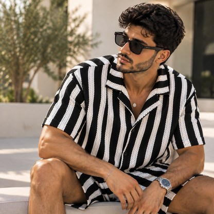 Ensemble Homme Chemise & Short Rayé – Outfit Streetwear Premium