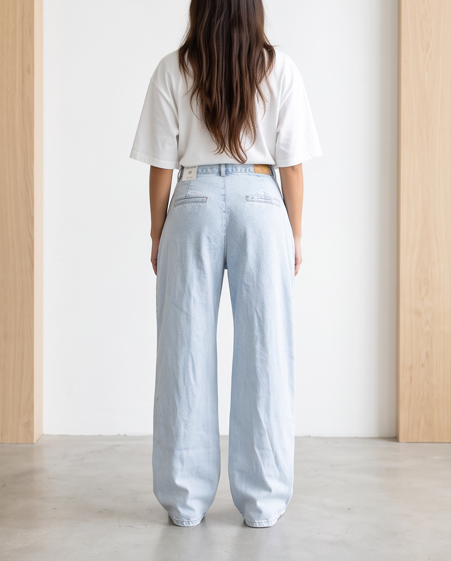 Jean large déchiré taille haute