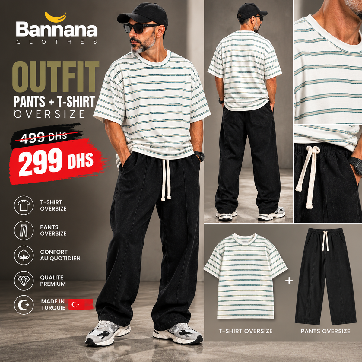 Outfit Homme Oversize Premium - t-shirt & Pantalon oversize en Coton | Made in Türkiye