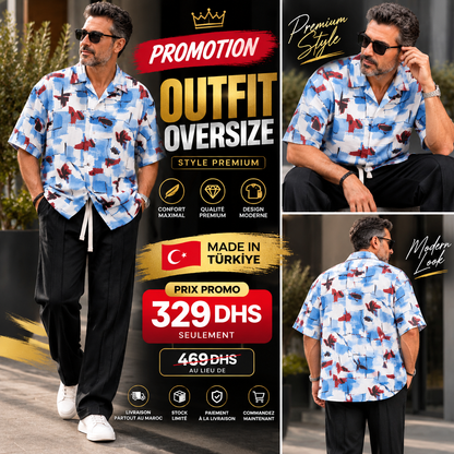 Outfit Homme Oversize Premium - Chemise & Pantalon Court en Coton Délavé | Made in Türkiye
